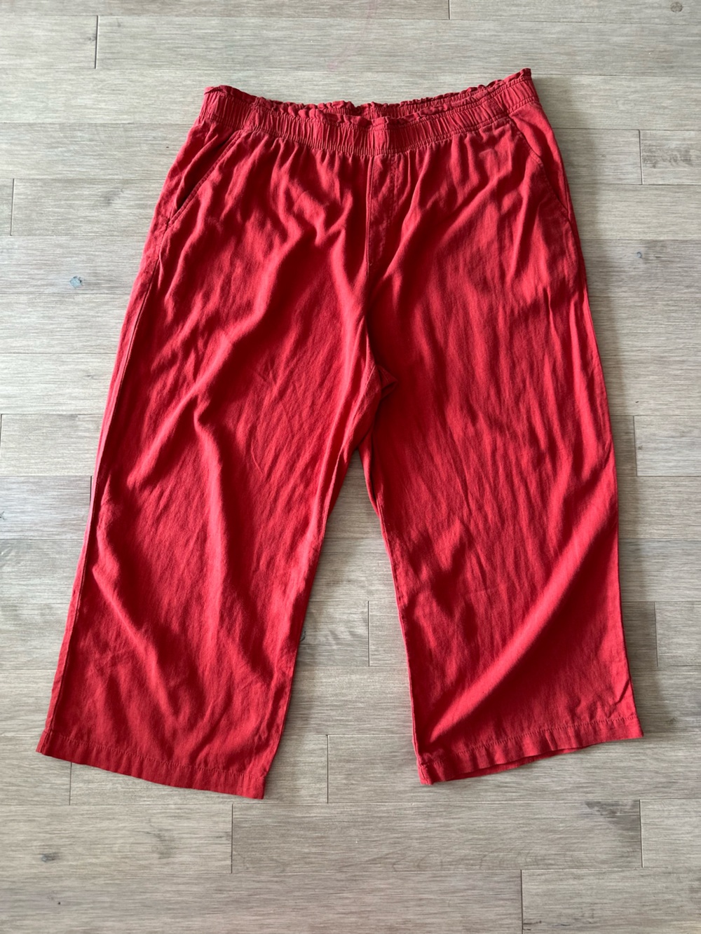 Old Navy Linen Blend Dark Orange Wide leg Pull On Cropped Pants Size XL